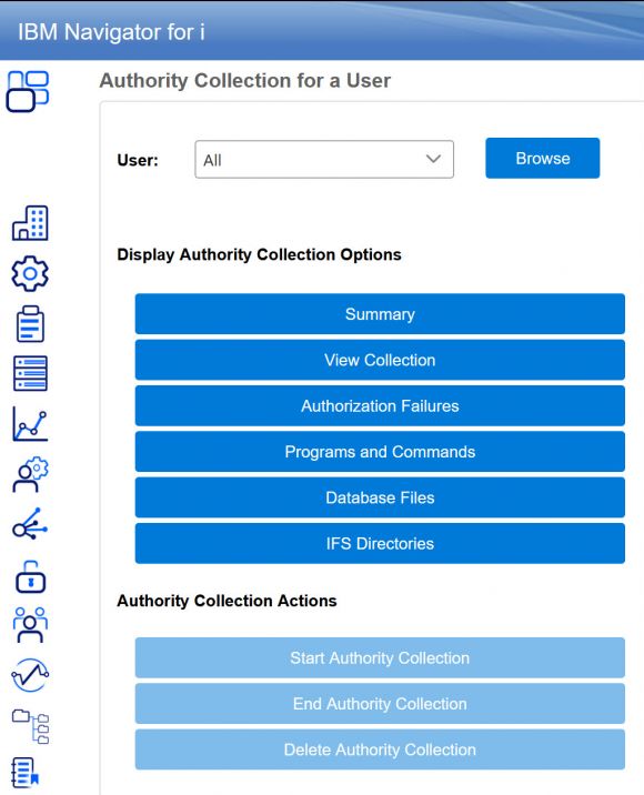 Viewing and Managing Authority Collection Using New Navigator for i - Figure 1