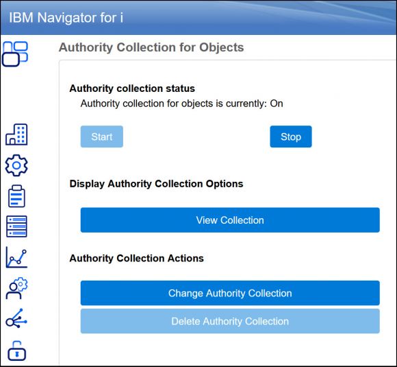Viewing and Managing Authority Collection Using New Navigator for i - Figure  4