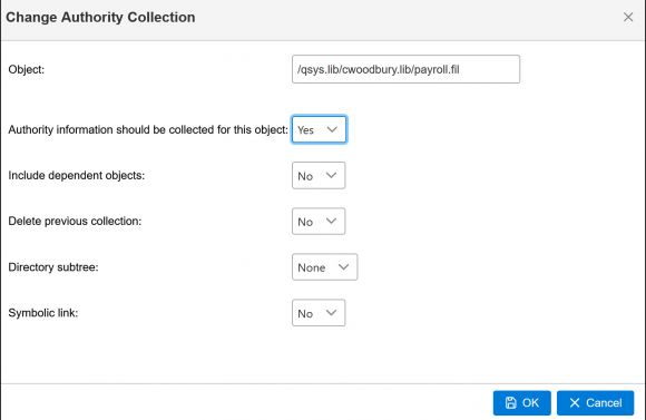 Viewing and Managing Authority Collection Using New Navigator for i - Figure  5