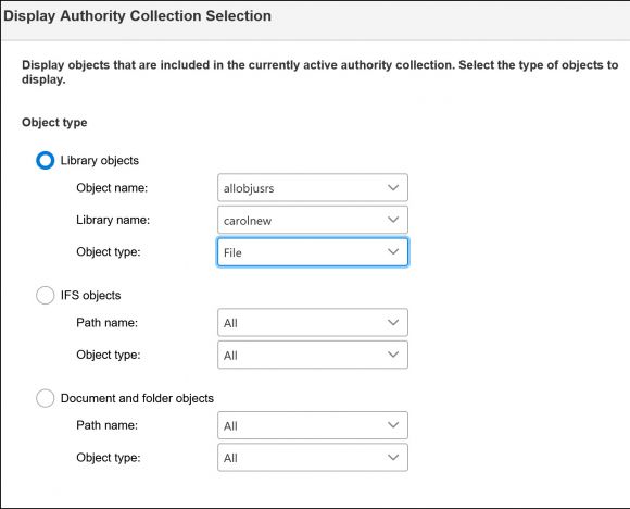 Viewing and Managing Authority Collection Using New Navigator for i - Figure 6